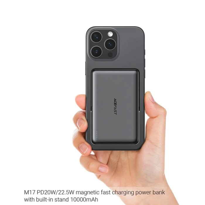 Зовнішній акумулятор ACEFAST M17 PD20W/22.5W magnetic fast charging power bank with built-in stand 10000mAh Black