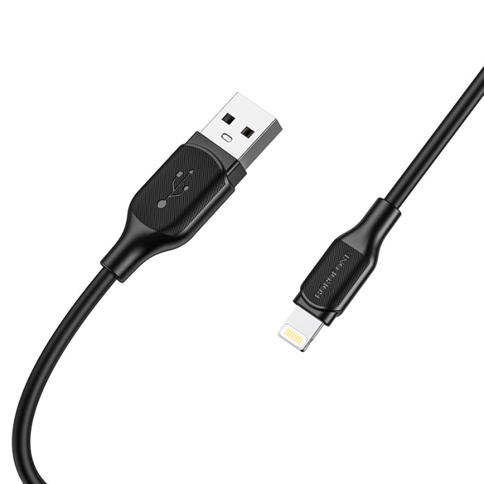 Кабель BOROFONE BX42 USB to iP 2.4A, 1m, silicone, TPE connectors, Black