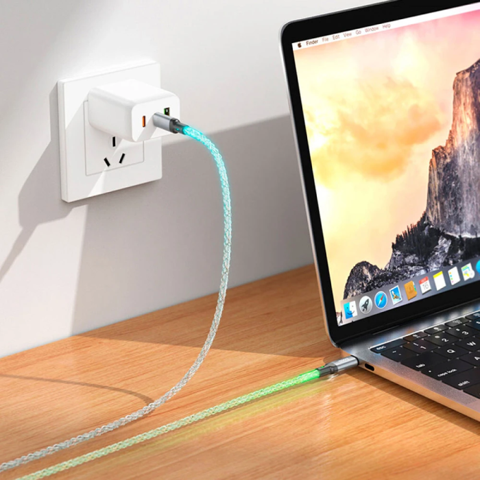 Кабель HOCO U112 Shine 60W charging data cable for Type-C to Type-C Gray