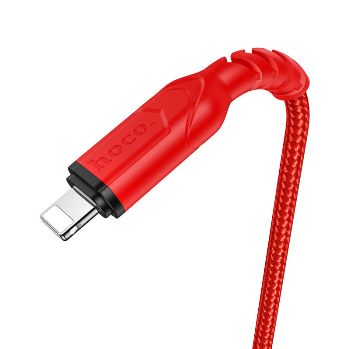 Кабель HOCO X59 USB to iP 2.4A, 1m, nylon, TPE connectors, Red