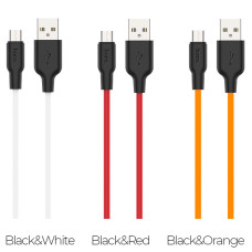 Кабель HOCO X21 Plus USB to Micro 2.4A, 1m, silicone, silicone connectors, Black+White