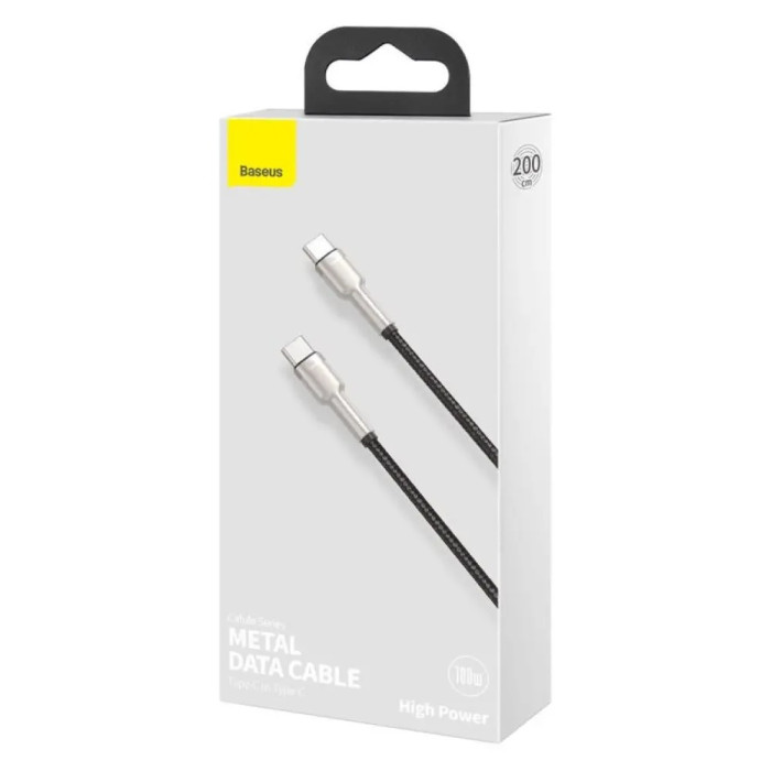 Кабель Baseus Cafule Series Metal Data Cable Type-C to Type-C 100W 2m Black