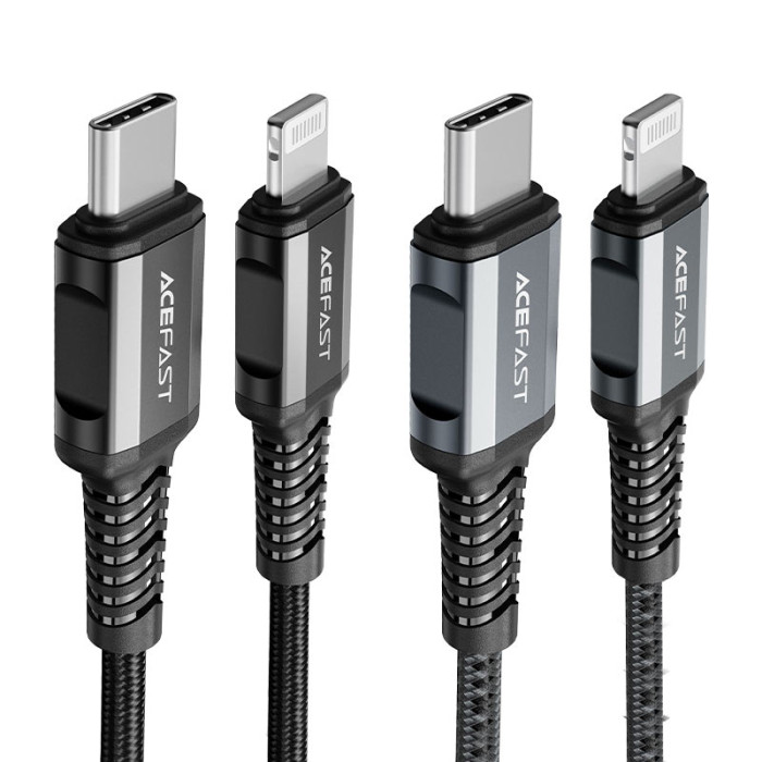 Кабель ACEFAST C1-01 Type-C to iP 3A, 1.2m, nylon, aluminum connectors, Black
