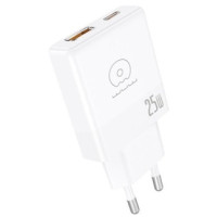 Мережевий зарядний пристрій WUW-C217 PD 25W USB A + Type-C white