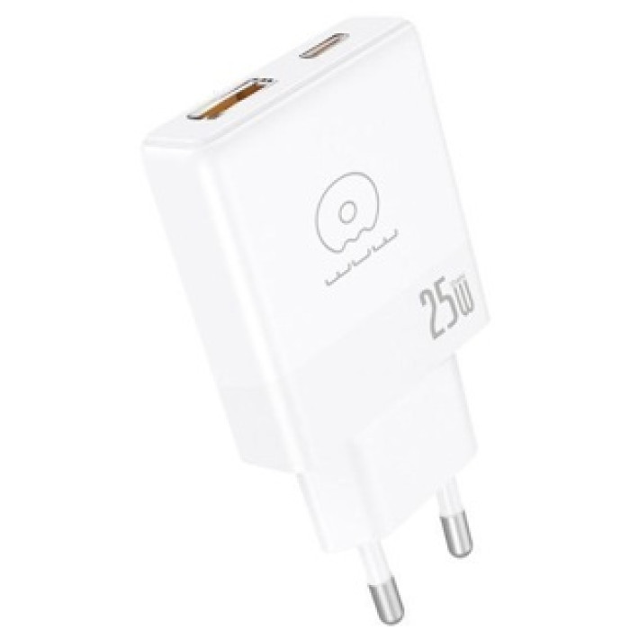 Мережевий зарядний пристрій WUW-C217 PD 25W USB A + Type-C white