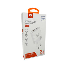 Мережевий зарядний пристрій WUW-C217 PD 25W USB A + Type-C white