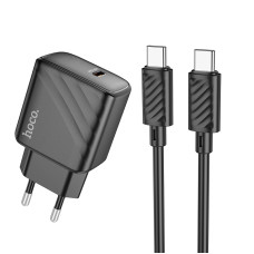 Мережевий зарядний пристрій з кабелем HOCO CS22A Value single port PD30W charger set(Type-C to Type-C) Black