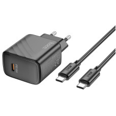 Мережевий зарядний пристрій з кабелем HOCO CS22A Value single port PD30W charger set(Type-C to Type-C) Black