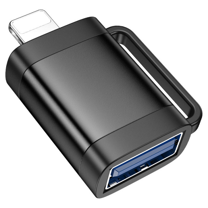 Адаптер HOCO UA31A iP male to USB female OTG adapter Black