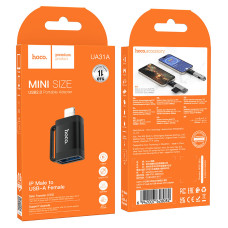 Адаптер HOCO UA31A iP male to USB female OTG adapter Black