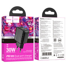 Мережевий зарядний пристрій HOCO CS23A Sunlight dual port PD30W+QC3.0 charger Black