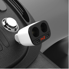 Автомобільний зарядний пристрій HOCO Z28 Power ocean cigarette lighter in-car charger with digital display White