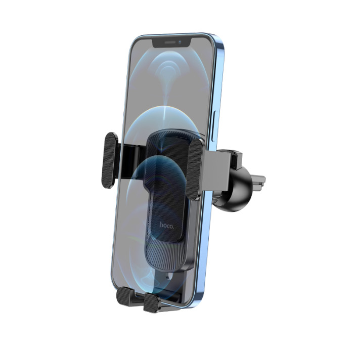 Автотримач для телефона HOCO CA103 vertical and horizontal air outlet gravity car holder Black Metal Gray