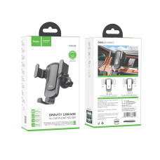 Автотримач для телефона HOCO CA103 vertical and horizontal air outlet gravity car holder Black Metal Gray
