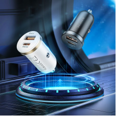 Автомобільний зарядний пристрій BOROFONE BZ22 Scenery dual port PD30W+QC3.0 car charger Black