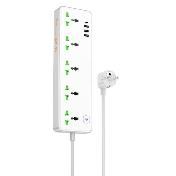 Мережевий подовжувач HOCO AC13A Talento 5-position socket(1C3A) (1,5 m) White