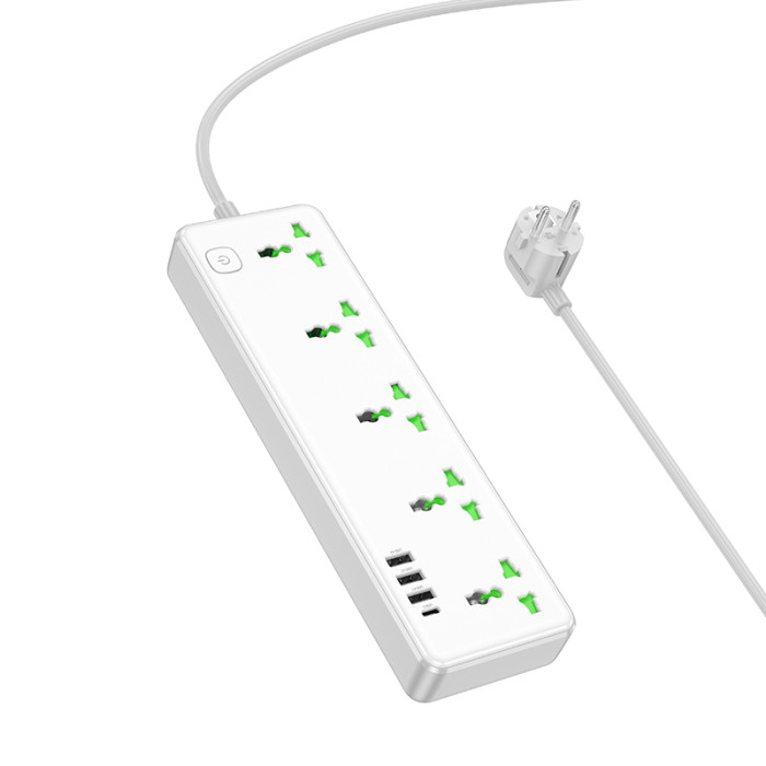 Мережевий подовжувач HOCO AC13A Talento 5-position socket(1C3A) (1,5 m) White