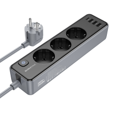 Мережевий подовжувач BOROFONE BAC8 Power 3-position socket(1C3A)(EU/GER)(L=3M) Black