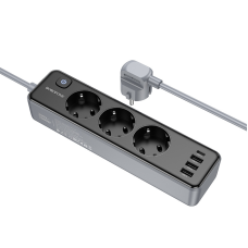 Мережевий подовжувач BOROFONE BAC8 Power 3-position socket(1C3A)(EU/GER)(L=3M) Black