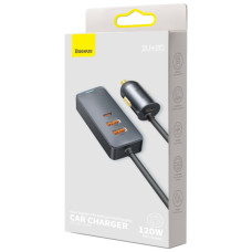 Автомобільний зарядний пристрій Baseus Share Together PPS multi-port Fast charging with extension cord 120W 2U+2C Gray