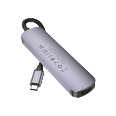 USB-хаб HOCO HB27 Type-C multi-function converter(HDTV+USB3.0+USB2.0*2+PD) Metal Gray