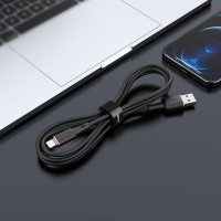 Кабель ACEFAST C2-02 USB to iP 2.4A, 1.2m, silicone, zinc connectors, Black