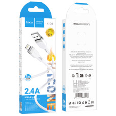 Кабель HOCO X109 Energy silicone charging data cable iP (L=1M) White