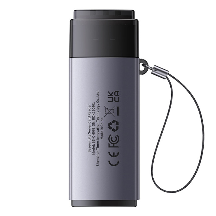 Кардрідер Baseus Lite Series USB-A to SD/TF Card Reader Grey