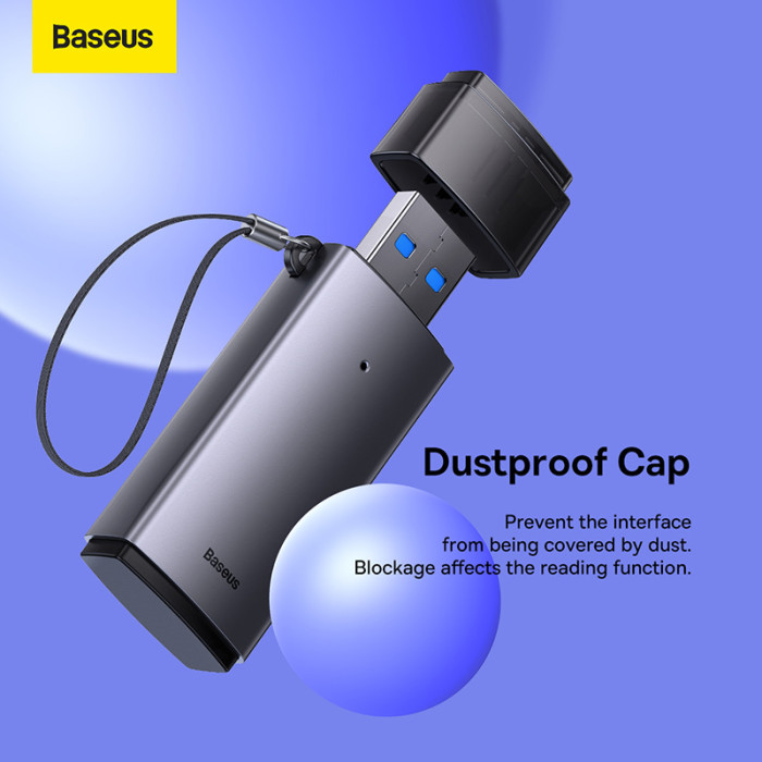 Кардрідер Baseus Lite Series USB-A to SD/TF Card Reader Grey