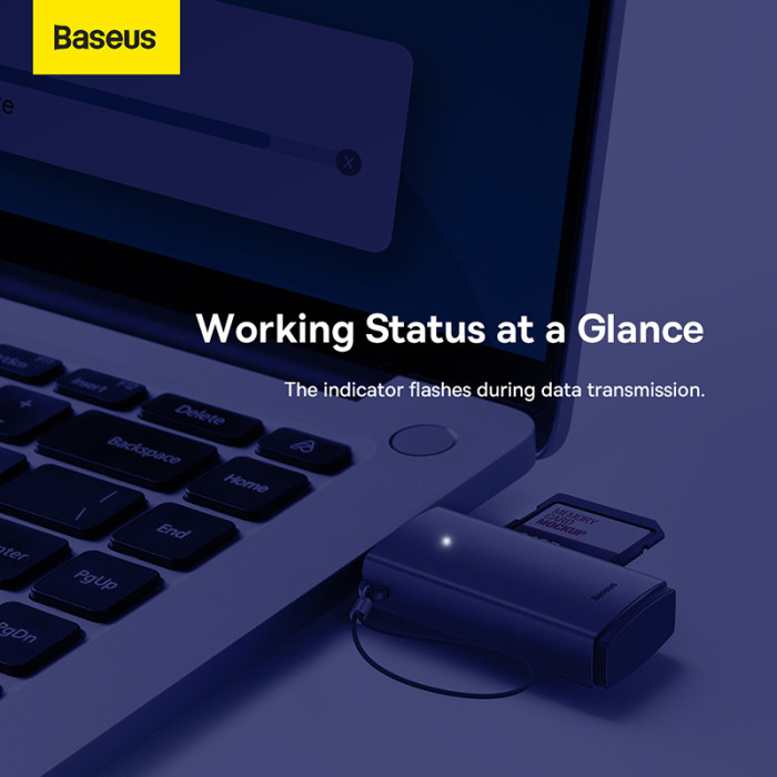 Кардрідер Baseus Lite Series USB-A to SD/TF Card Reader Grey