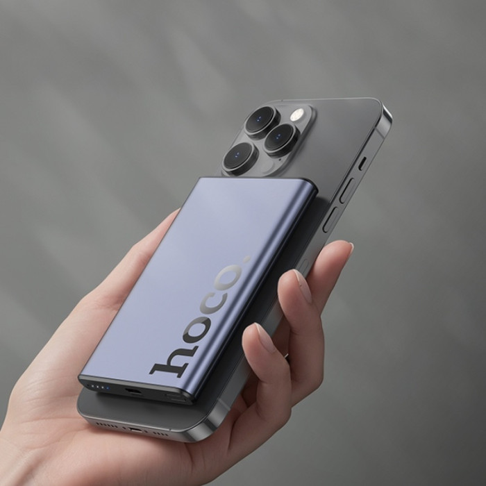 Зовнішній акумулятор HOCO Q32 Bird PD20W wireless magnetic power bank(5000mAh) Metal Gray