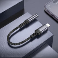 Перехідник BOROFONE BV24 Graceful digital audio converter cable iP to 3.5mm Metal Grey