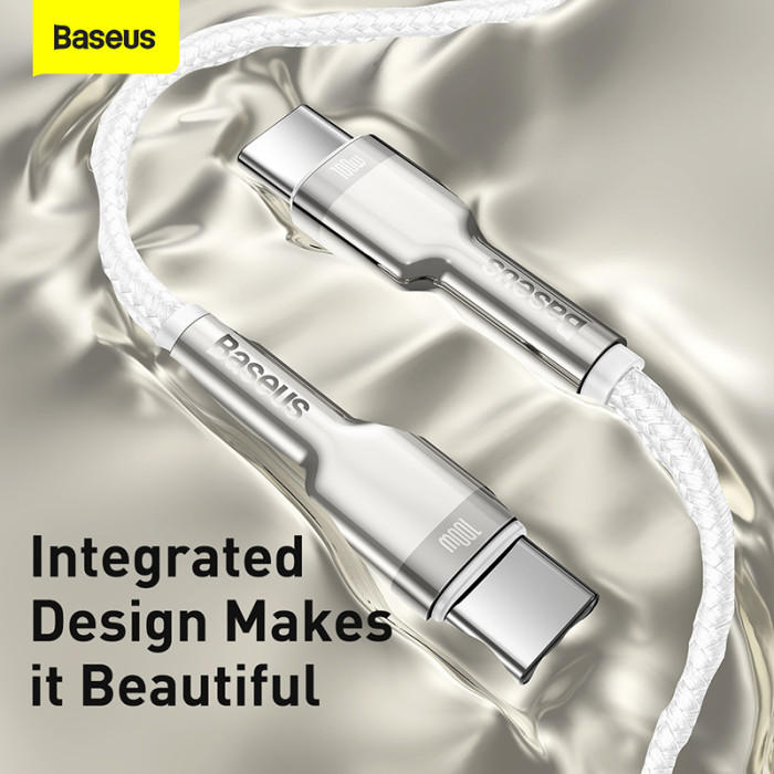 Кабель Baseus Cafule Series Metal Data Cable Type-C to Type-C 100W 1m White