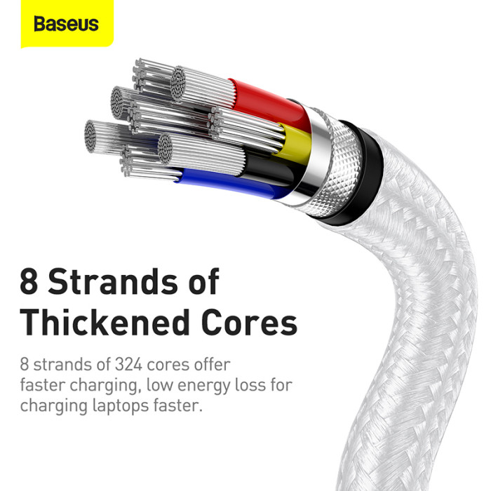 Кабель Baseus Cafule Series Metal Data Cable Type-C to Type-C 100W 1m White
