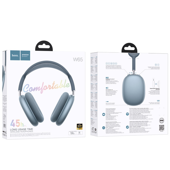 Бездротові накладні навушники HOCO W65 Happy BT headphones Blue