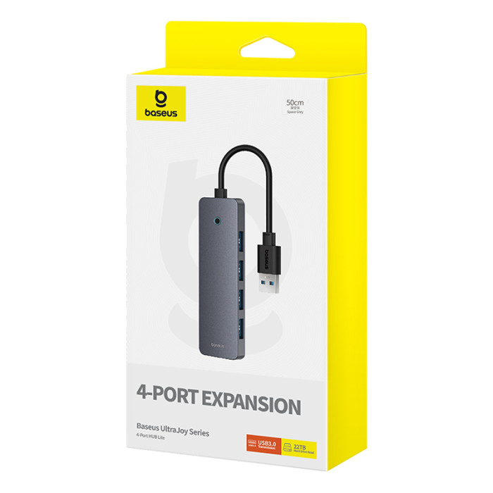 USB-хаб Baseus UltraJoy Series 4-Port HUB Lite 50cm Space Grey（USBA to USB3.0*4+Type-C5V）