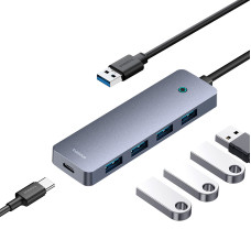 USB-хаб Baseus UltraJoy Series 4-Port  HUB Lite 50cm Space Grey（USBA to USB3.0*4+Type-C5V）