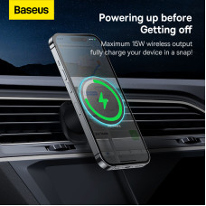 Автотримач для телефона з БЗП Baseus CW01 Magnetic Wireless Charging Car Mount Air Vent Version 15W Cluster Black