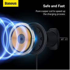 Автотримач для телефона з БЗП Baseus CW01 Magnetic Wireless Charging Car Mount Air Vent Version 15W Cluster Black