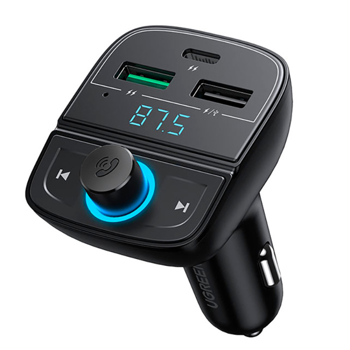 АЗП з FM-модулятором UGREEN CD229 FM&Bluetooth Transmitter&Car Charger + TF Slot Black