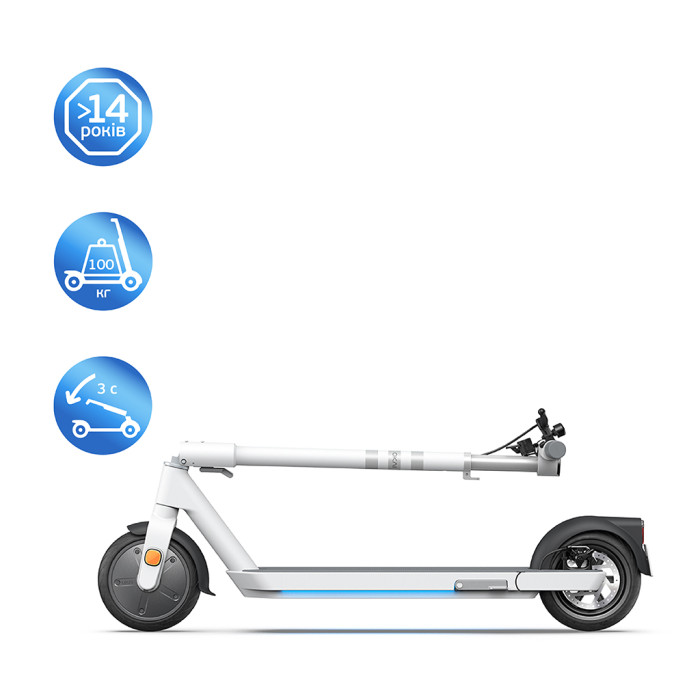 Електросамокат OKAI ES20-NEON White 9", 300(600)W, 9.8Ah, 40km, 25km\h, 20%, NFC, App, 16kg