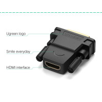Адаптер UGREEN 20124 DVI 24+1 Male to HDMI Female Adapter (Black) (UGR-20124)