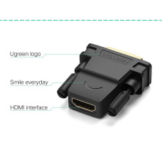 Адаптер UGREEN 20124 DVI 24+1 Male to HDMI Female Adapter (Black) (UGR-20124)