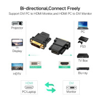 Адаптер UGREEN 20124 DVI 24+1 Male to HDMI Female Adapter (Black) (UGR-20124)