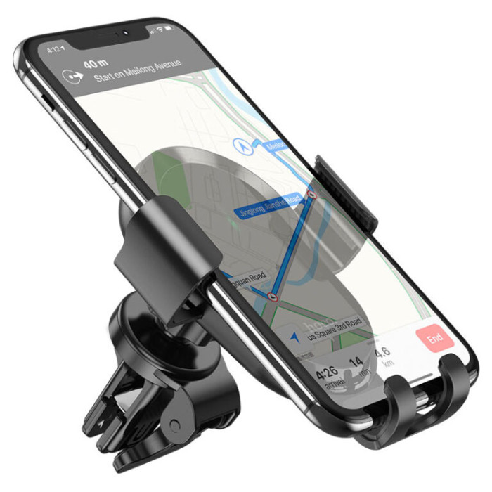 Автотримач для телефона з БЗП HOCO CA105 Guide three-axis linkage wireless charging car holder Black