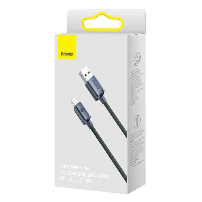 Кабель Baseus Crystal Shine Series Fast Charging Data Cable USB to Type-C 100W 1.2m Black