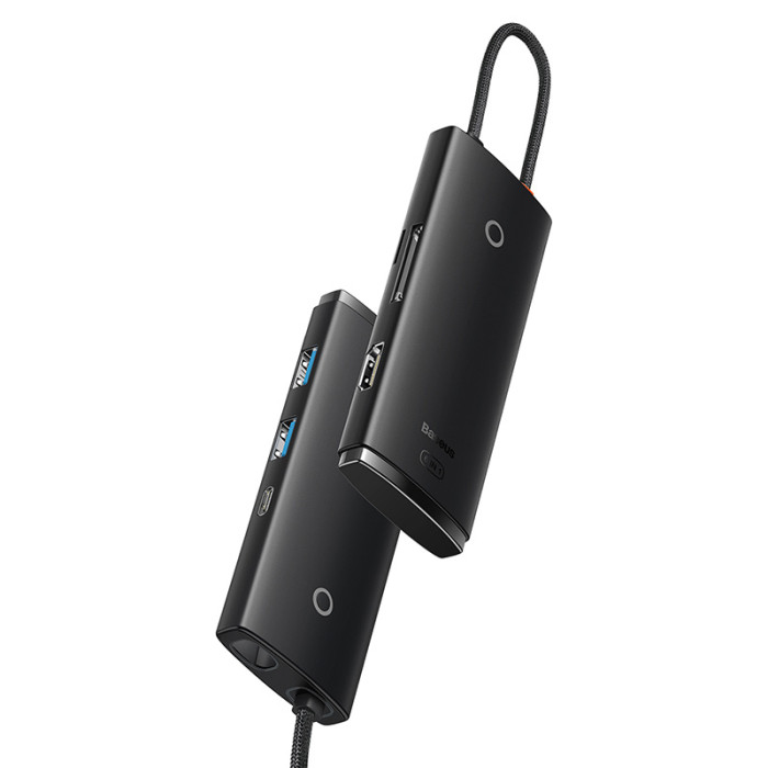 USB-хаб Baseus Lite Series 6-Port Type-C HUB Docking Station (Type-C to HDMI+USB3.0*2+PD+SD/TF) Black
