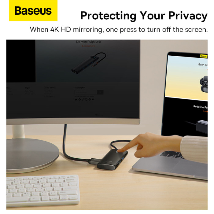 USB-хаб Baseus Lite Series 6-Port Type-C HUB Docking Station (Type-C to HDMI+USB3.0*2+PD+SD/TF) Black