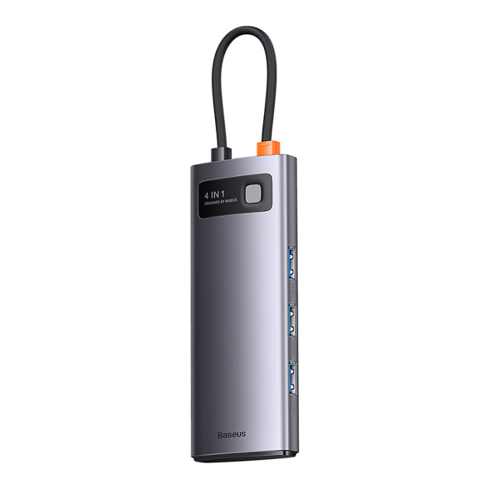USB-хаб Baseus Metal Gleam Series 4-in-1 Multifunctional Type-C HUB Docking Station Gray（Type-C to USB3.0*4）