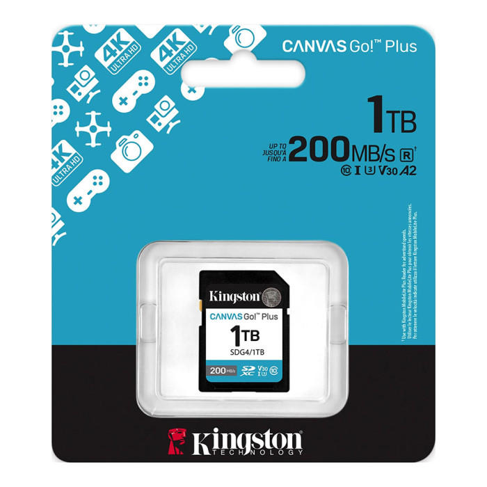 Карта пам'яті SDXC (UHS-1 U3) Kingston Canvas Go! Plus 1Tb class 10 A2 V30 (R200MB/s, W160MB/s)